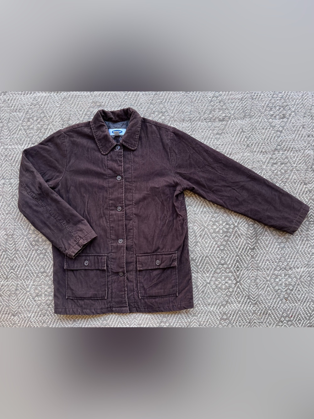 Vintage Y2K Old Navy Brown Corduroy Barn Chore Jacket Quilted L Women's